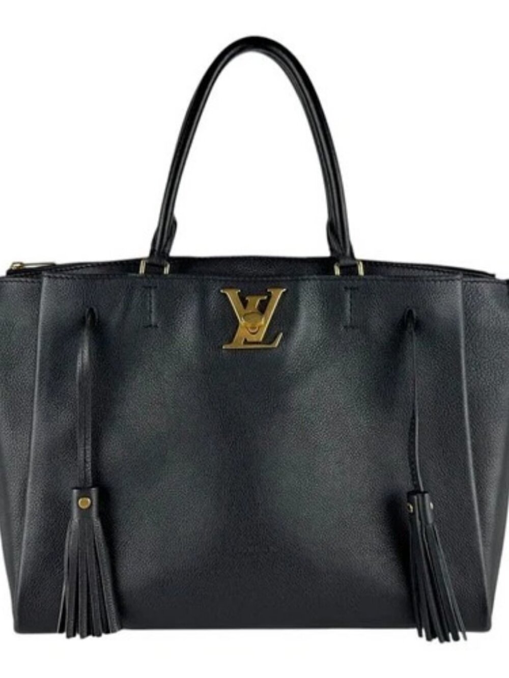 Auth LOUIS VUITTON Lockme Tote Handbag Shoulder Bag Black/Gold M54569 - z9308